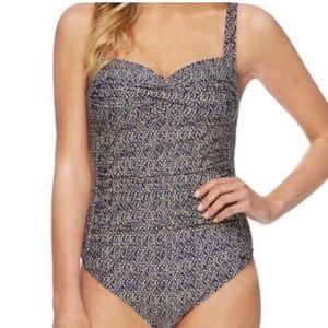 Bond-eye Australia Ruched Navy Blue One Piece Swimsuit Size 8